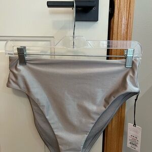 New Shade & Shore silver high waisted, high leg cheeky swim bottom. Size medium
